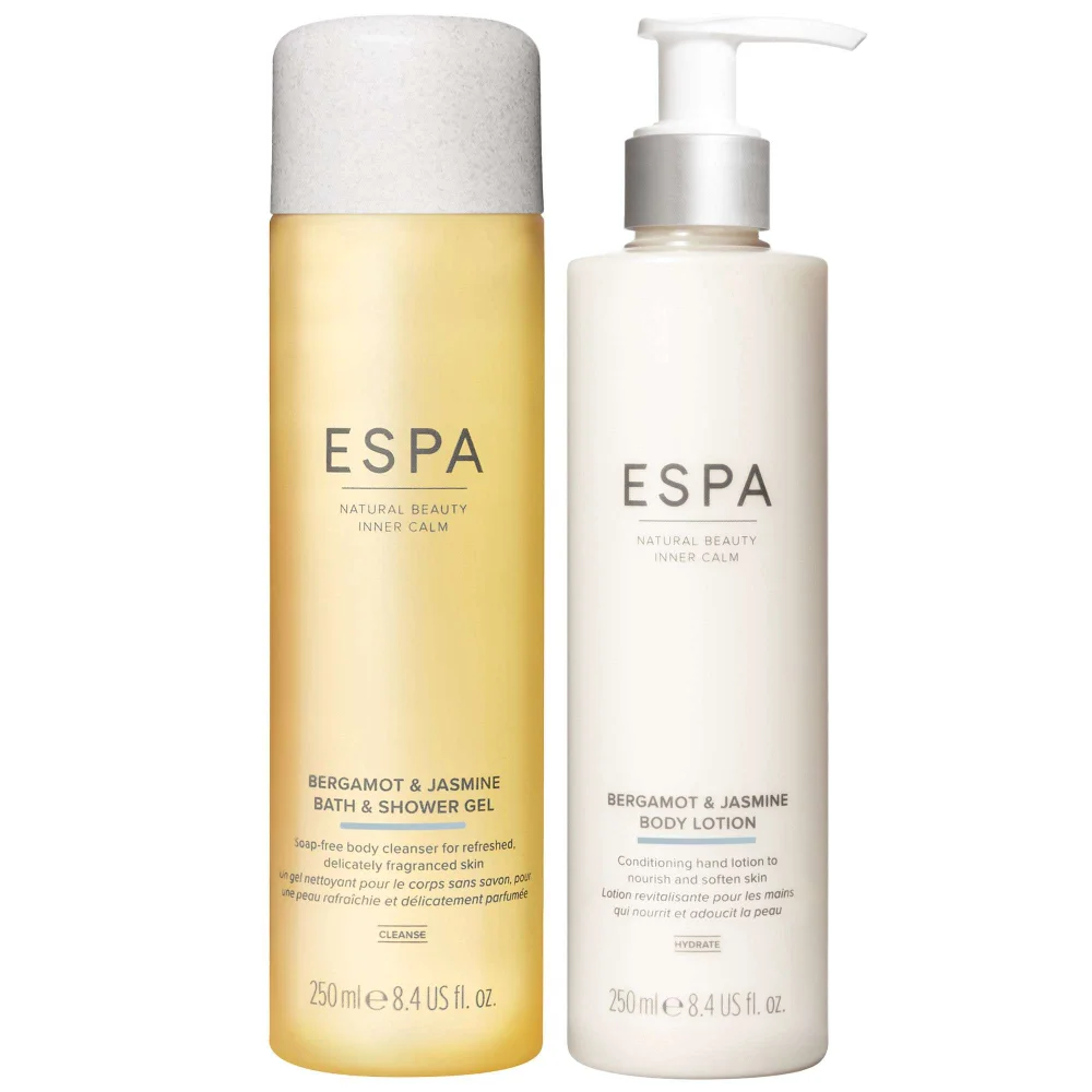 ESPA Duo: Bergamot & Jasmine Bath & Shower Gel 250ml & Body Lotion 250ml Image 1
