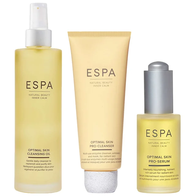 ESPA Trio: Optimal Skin Cleansing Oil 200ml, Pro-Cleanser 100ml & Active Nutrients Optimal Skin ProSerum 30ml