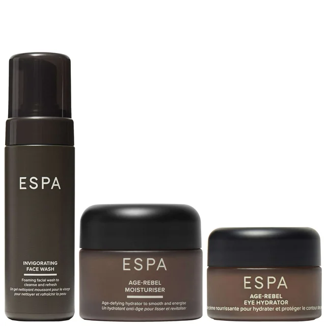 ESPA Trio: Invigorating Face Wash 150ml, Age-Rebel Eye Hydrator 15ml & Moisturiser 55ml