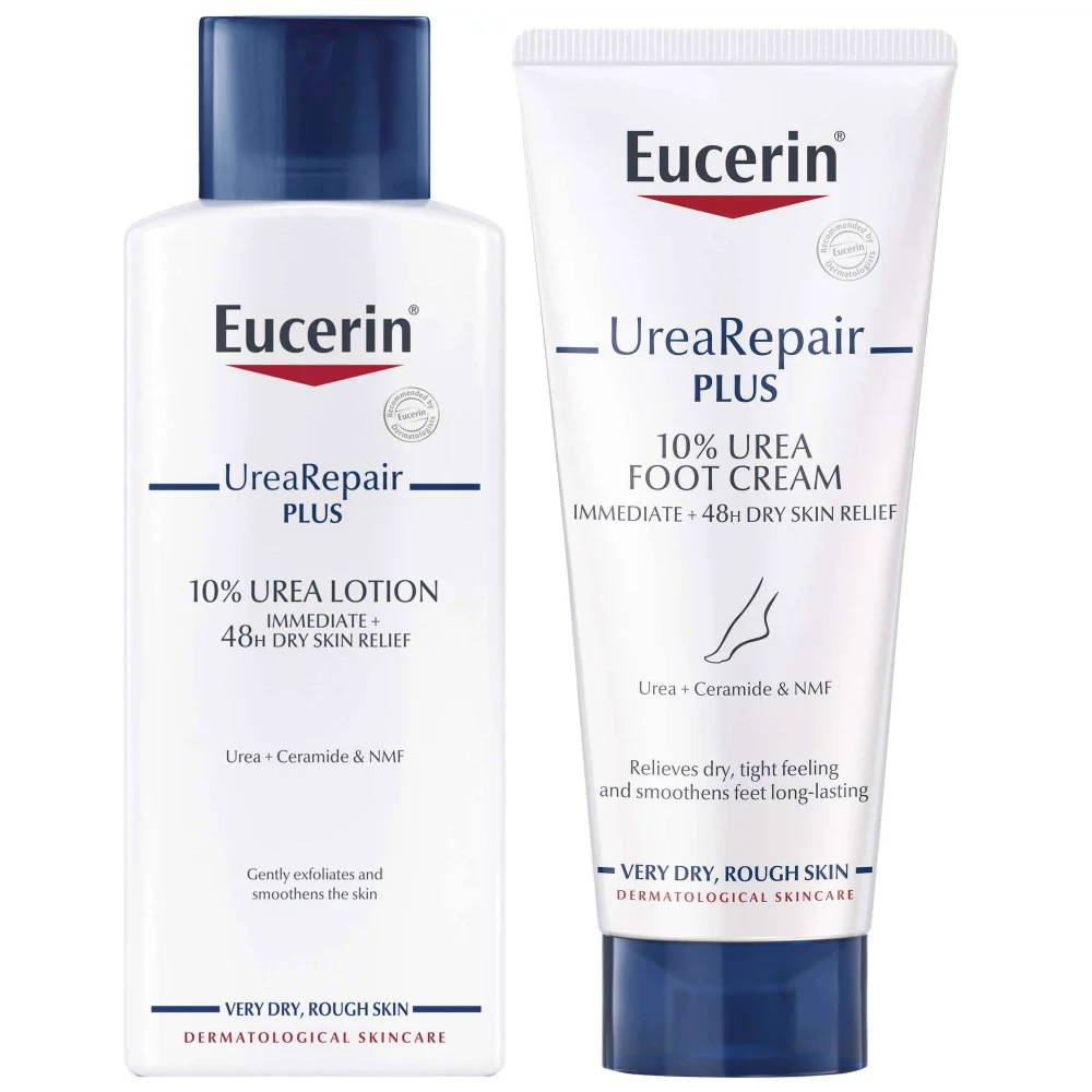 Eucerin Duo: UreaRepair Plus 10% Urea Lotion 250ml & Foot Cream 100ml Image 1