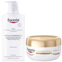 Eucerin Bundles Duo: AtoControl Bath & Shower Oil 400ml & Hyaluron-Filler + Elasticity Body Cream 200ml