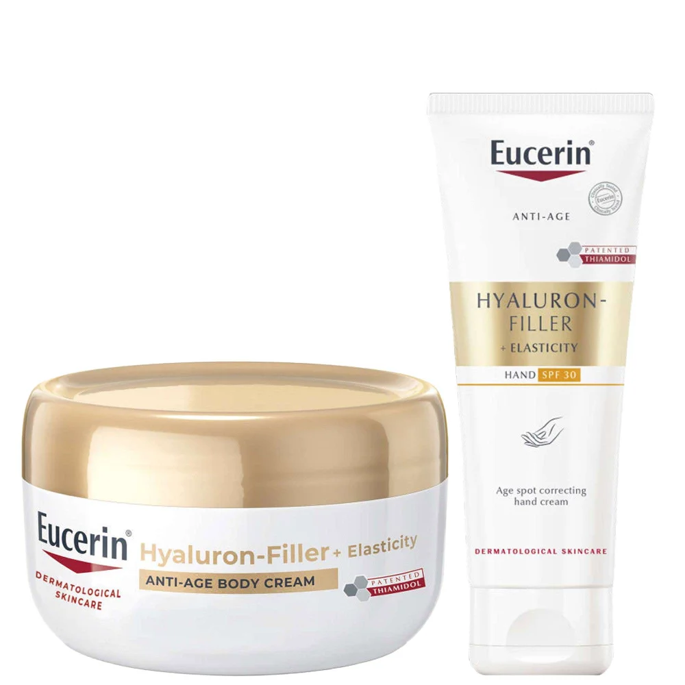Eucerin Duo: Hyaluron-Filler + Elasticity Body Cream 200ml & Correcting Hand Cream 75ml Image 1