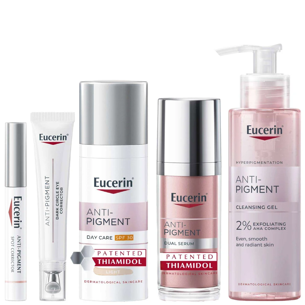 Eucerin Bundles Set: Anti-Pigment Spot Corrector 5ml, Eye Cream 15ml, Day Cream 50ml, Serum 30ml & Cleansing Gel 200ml Image 1