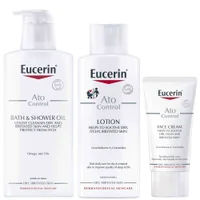 Eucerin Trio: AtoControl Bath & Shower Oil 400ml, Body Care Lotion 250ml & Face Care Cream 50ml
