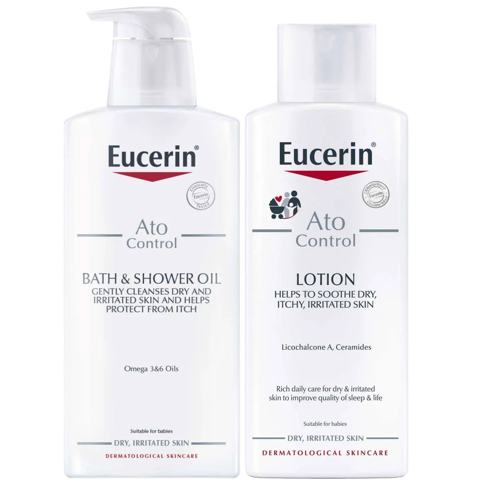 Eucerin Duo: AtoControl Bath & Shower Oil 400ml & Body Care Lotion 250ml Image 1