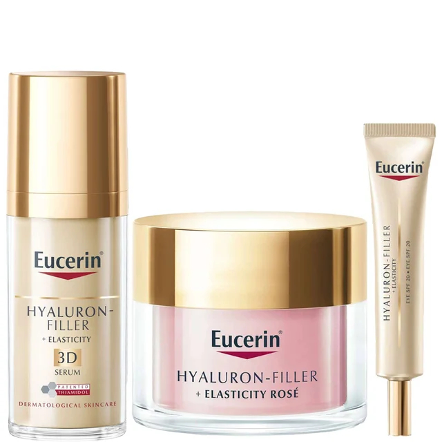 Eucerin Trio: Hyaluron-Filler + Elasticity Rose Day Cream SPF30 50ml, 3D Serum 30ml & Eye Cream SPF15 15ml