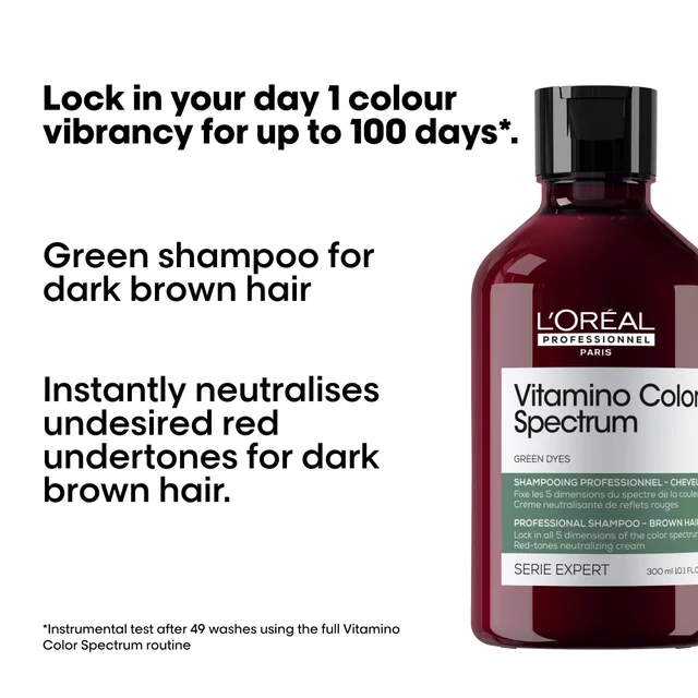 L'Oréal Professionnel Vitamino Color Spectrum Green Tinted Shampoo for Dark Brown Coloured Hair 300ml