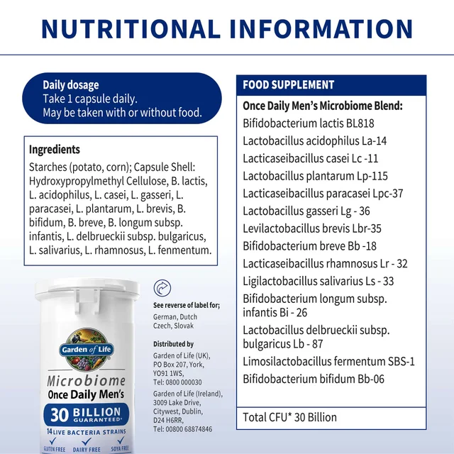 Garden of Life Microbiome Once Daily Mens x 30