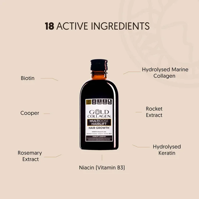 Gold Collagen Liquid Supplement Hair Growth Liquid Supplement 20 x 15ml