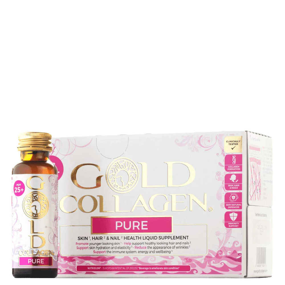 Gold Collagen Liquid Supplement Pure Skin, Hair & Nail Health Liquid Supplement For 25+ 10 x 50ml Image 1