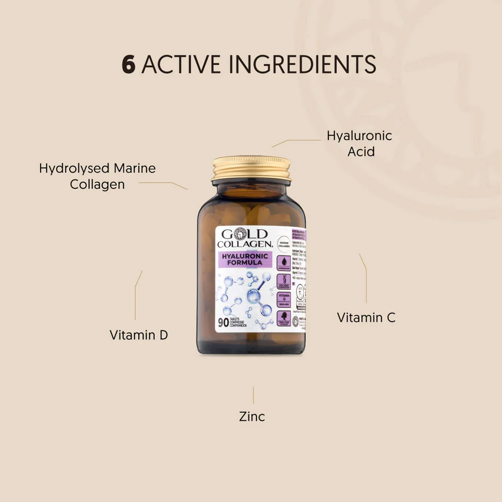 GOLD COLLAGEN Active - Collagen Supplements For Women & Men With Vitamin C And Glucosamine - Hyaluronic Acid And Bovine Collagen For Joints