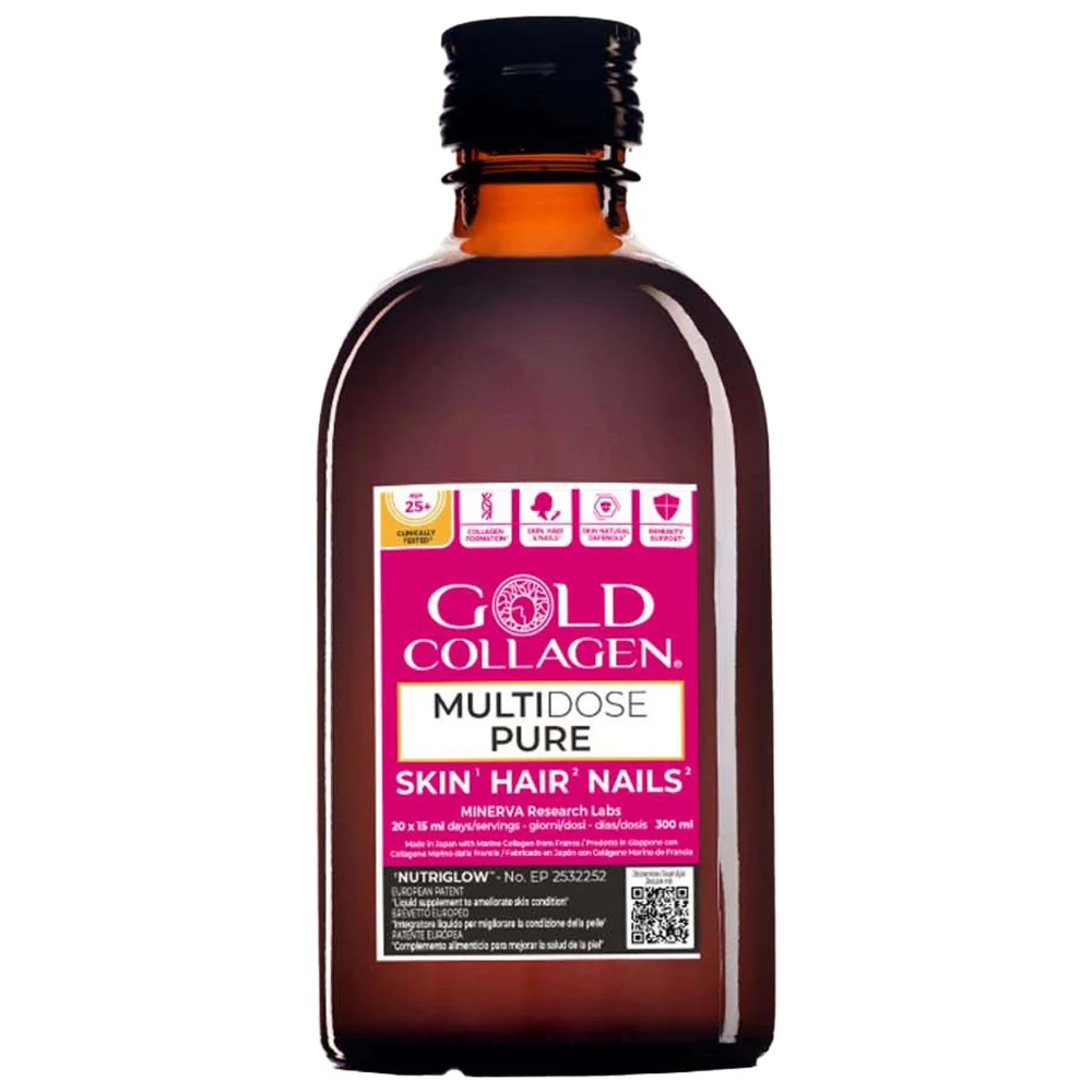 Gold Collagen Liquid Supplement Multidose Pure Skin, Hair & Nails Liquid Supplement 20 x 15ml Image 1