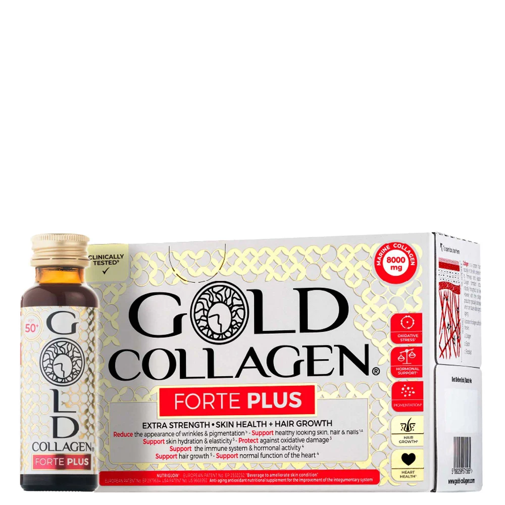 Gold Collagen Liquid Supplement Forte Plus Extra Strength, Skin Health & Hair Growth Liquid Supplement For 50+ 10 x 50ml Image 1