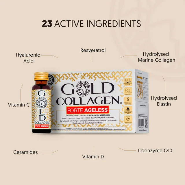 Gold Collagen Liquid Supplement Forte Ageless Liquid Supplement 10 x 50ml