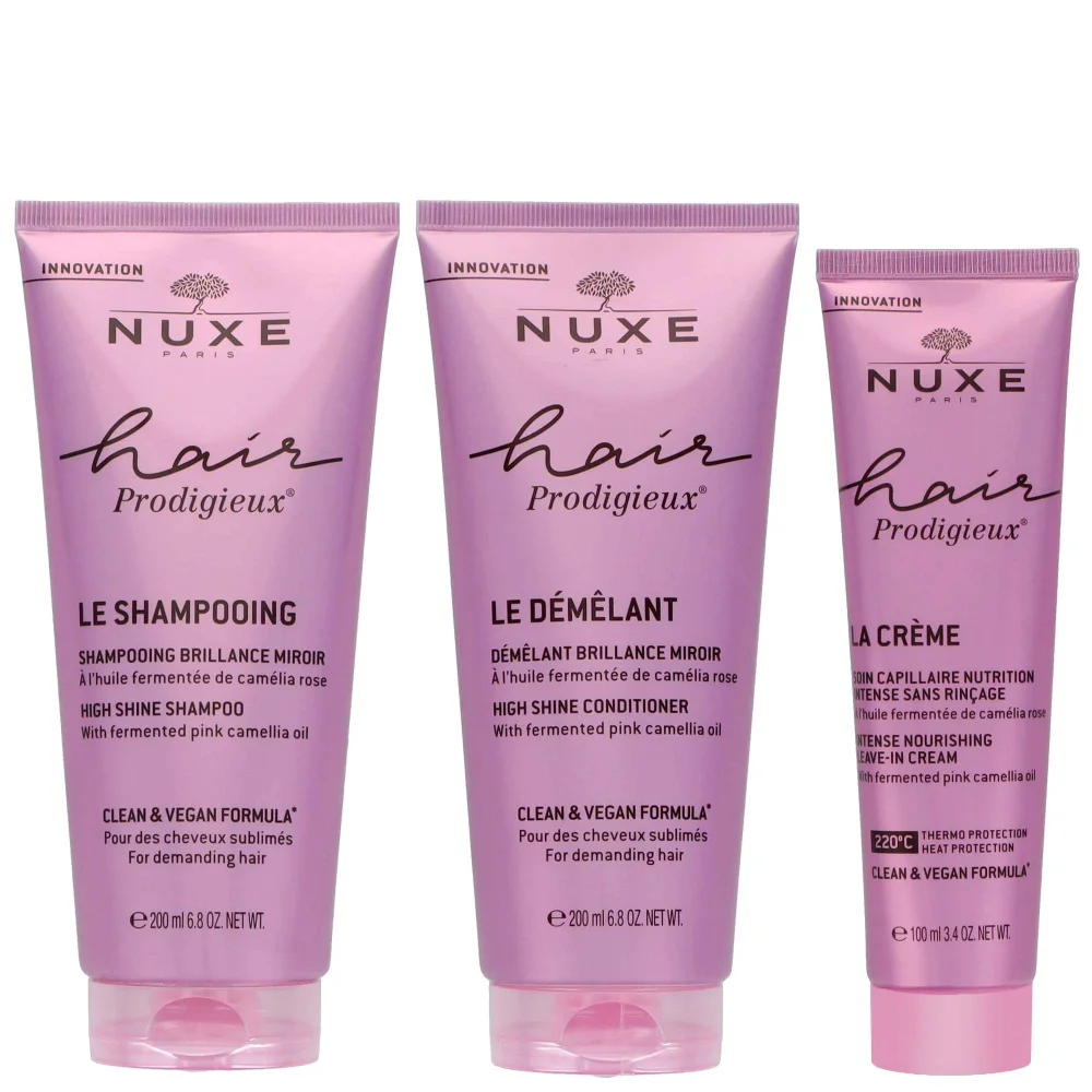 Nuxe Trio: Hair Prodigieux High Shine Shampoo 200ml, Conditioner 200ml & Intense Nourishing Leave-In Cream 200ml Image 1