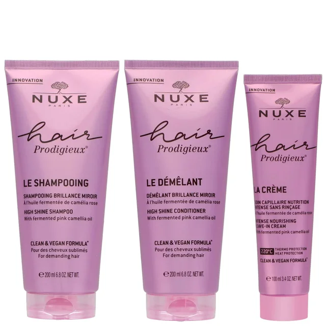 Nuxe Trio: Hair Prodigieux High Shine Shampoo 200ml, Conditioner 200ml & Intense Nourishing Leave-In Cream 200ml