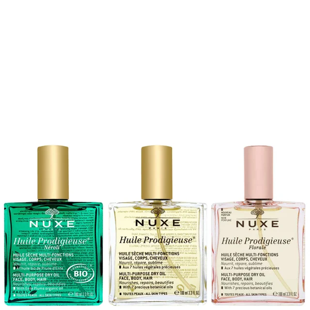 Nuxe Bundles Trio: Huile Prodigieuse Neroli Multi-Purpose Dry Oil Spray 100ml, Dry Oil Spray 100ml & Oil Spray 100ml