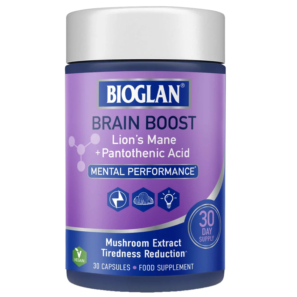 Bioglan Brain Boost Mushroom Extract Tiredness Reduction x 30 Capsules Image 1