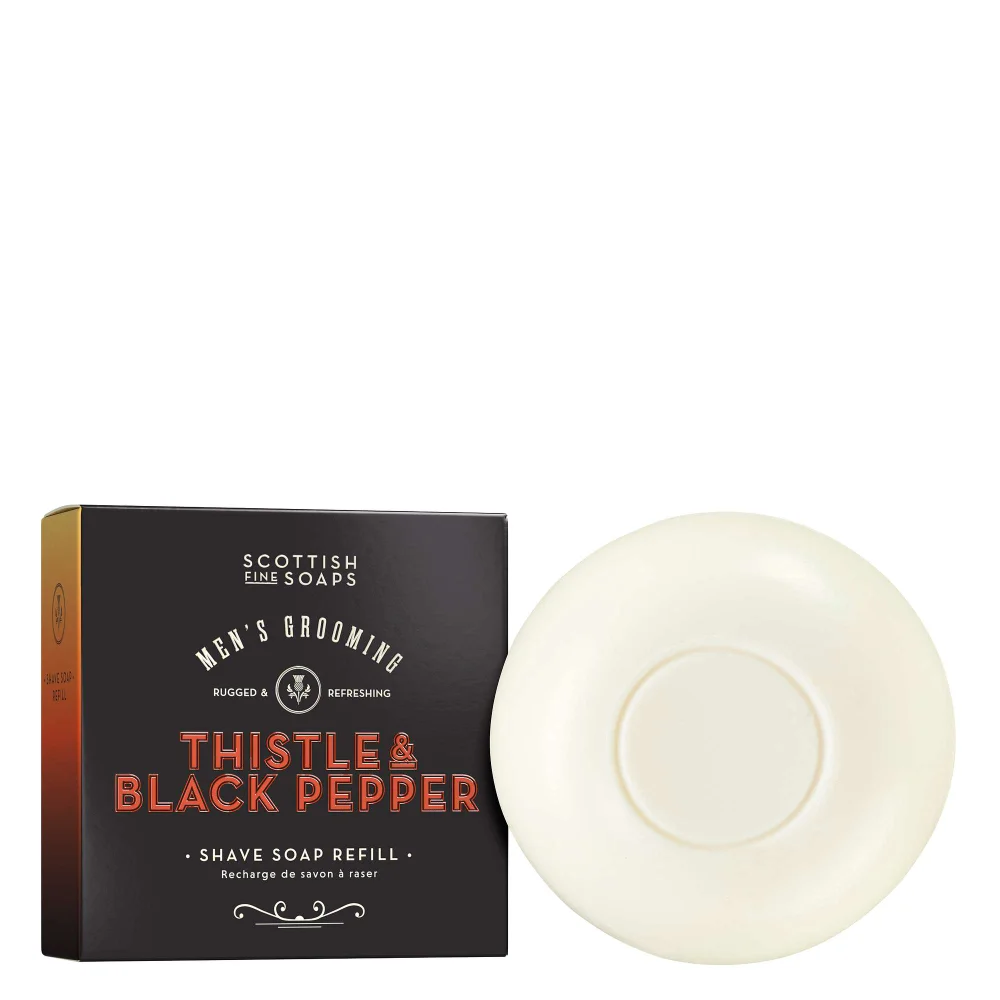 Scottish Fine Soaps Company Thistle & Black Pepper Shave Soap Refill 100g Image 1