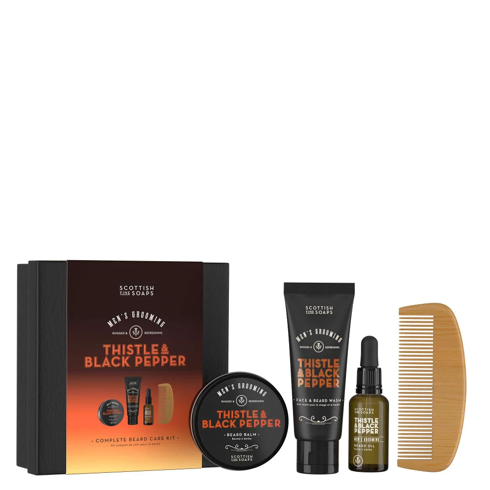 Scottish Fine Soaps Company Thistle & Black Pepper Complete Beard Care Kit Image 1
