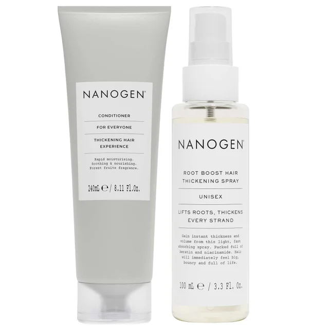 Nanogen Bundles Duo: Hair Thickening Treatments for Everyone Conditioner 240ml & Root Boost Hair Thickening Spray 100ml