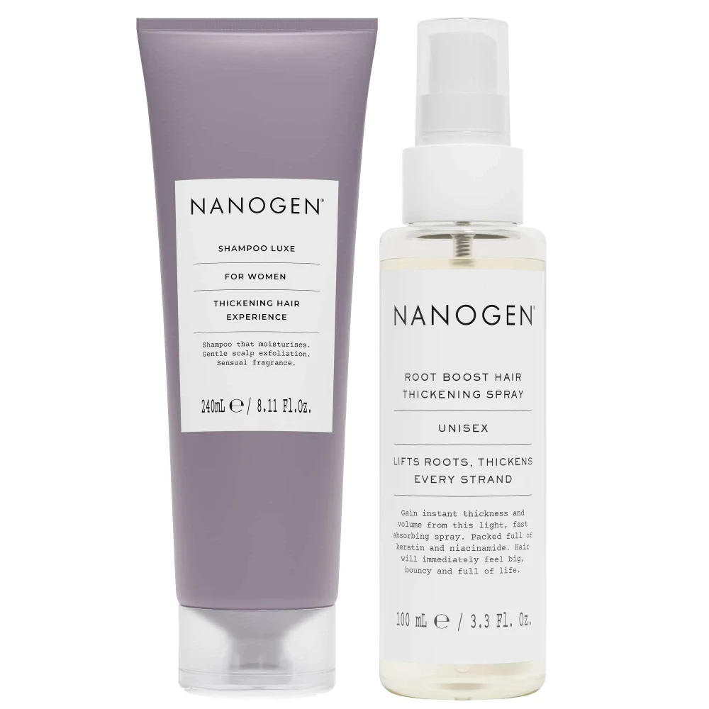 Nanogen Duo: Hair Thickening Shampoo 240ml & Root Boost Hair Thickening Spray 100ml Image 1