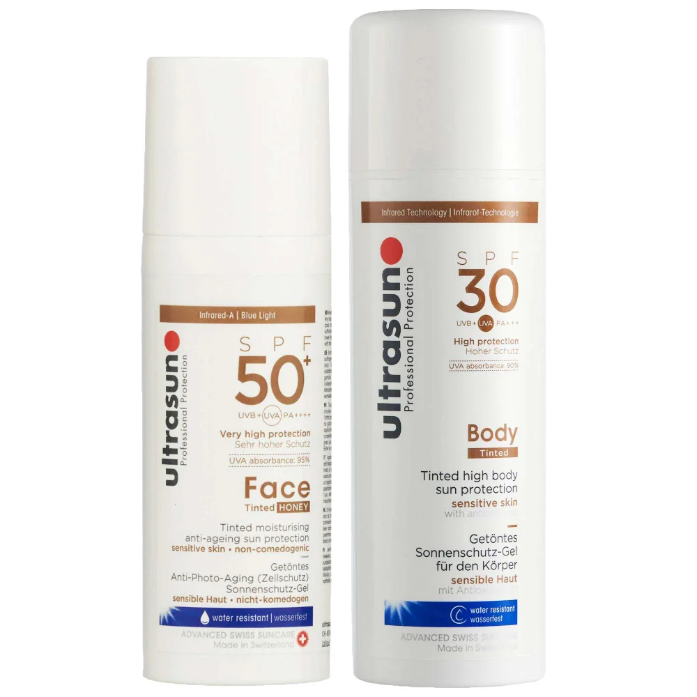 Ultrasun Duo: Anti-Age SPF 50+ Tinted Honey 50ml & Tinted Body SPF30 150ml Image 1