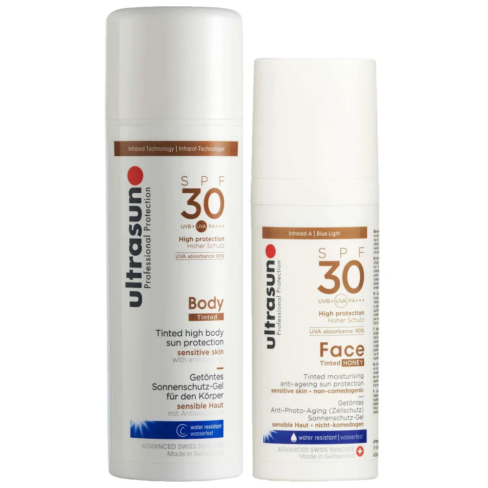 Ultrasun Bundles Duo: Anti-Ageing SPF30 Tinted Honey 50ml & Tinted Body SPF30 150ml Image 1