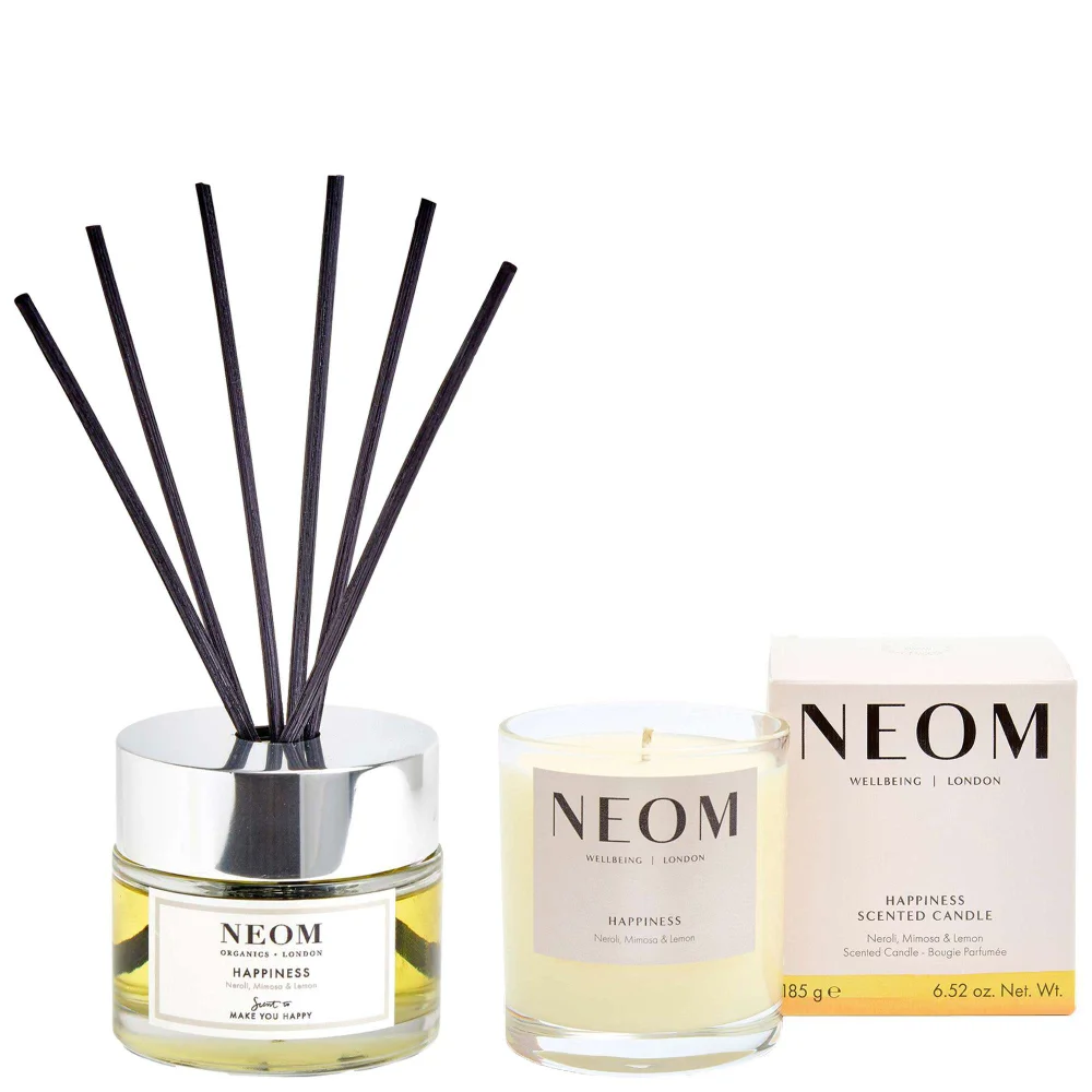 Neom Wellbeing London Duo: Happiness Diffuser & 1 Wick Candle Image 1