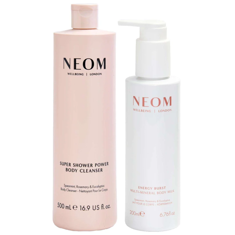 Neom Wellbeing London Duo: Super Shower Power Body Cleanser & Energy Burst Multi Mineral Milk Image 1