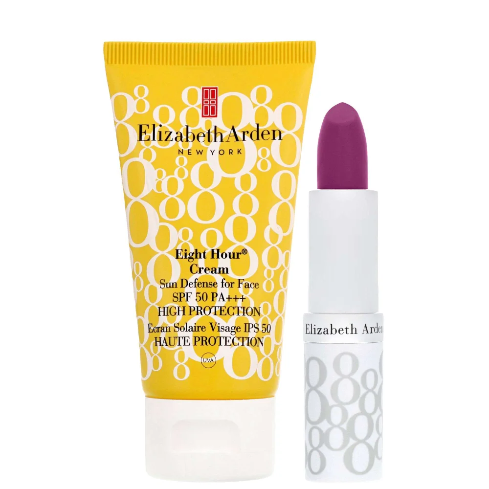 Elizabeth Arden Duo: Eight Hour Lip Protectant SPF15 04 Plum 3.7g and Face Cream SPF50 50ml Image 1