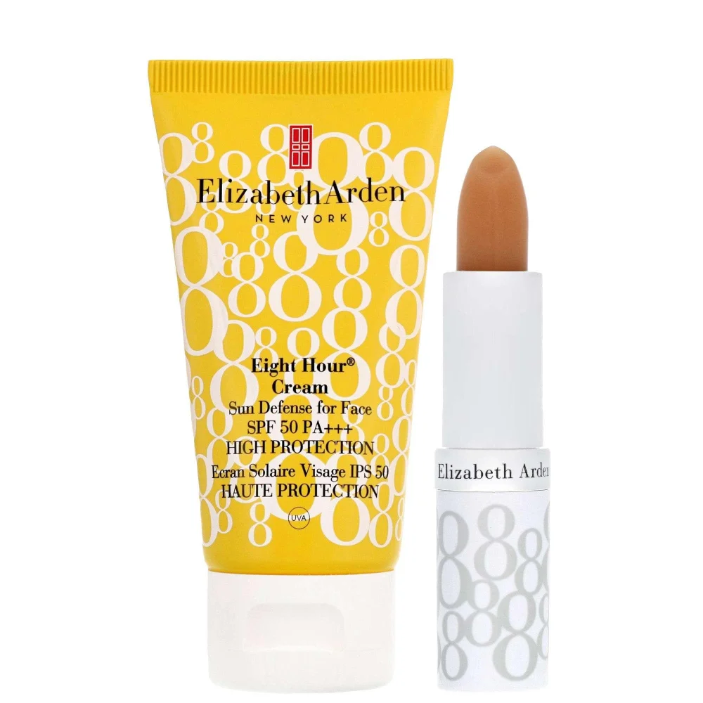 Elizabeth Arden Bundles Duo: Eight Hour Lip Protectant SPF15 Clear 3.7g and Face Cream SPF50 50ml Image 1