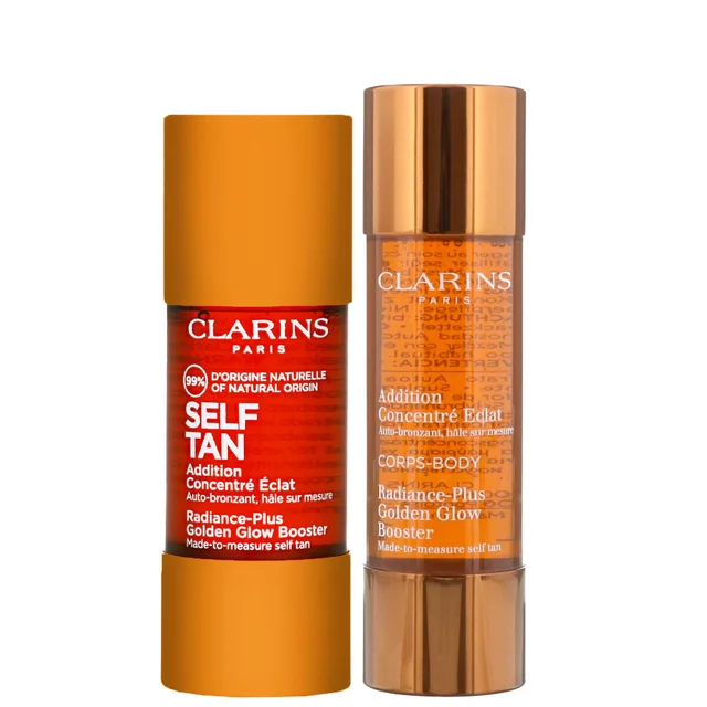 Clarins Bundles Duo: Radiance-Plus Golden Glow Booster for Face 15ml and Body 30ml