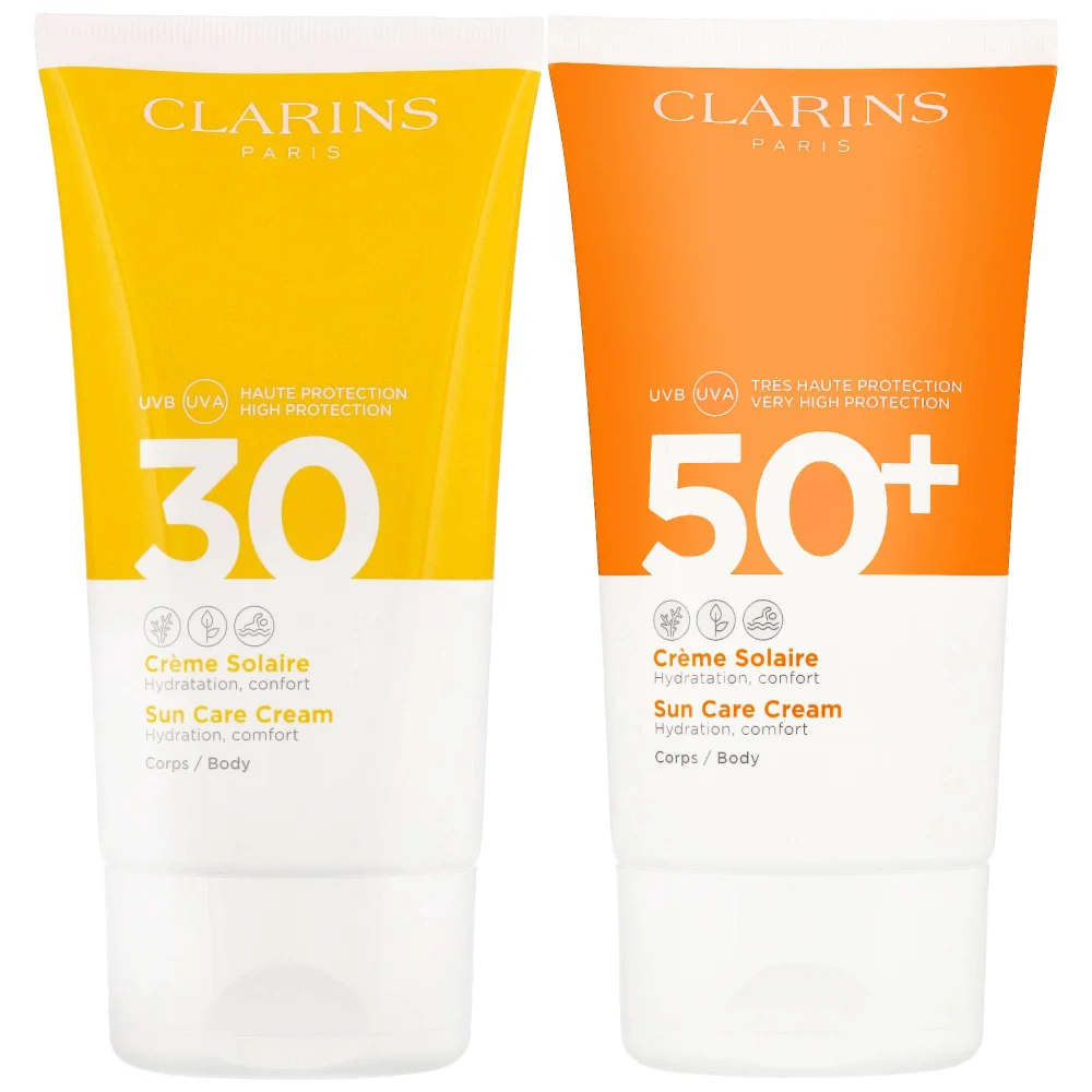 Clarins Duo: Sun Care Cream SPF30 150ml and SPF50 150ml Image 1
