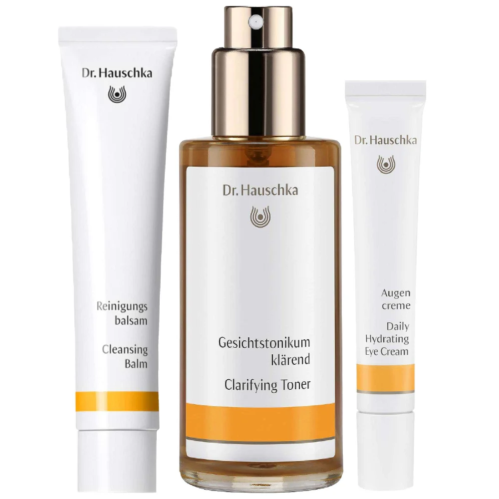 Dr. Hauschka Trio: Cleansing Balm 75ml, Clarifying Toner 100ml & Daily Hydrating Eye Cream 12.5ml Image 1