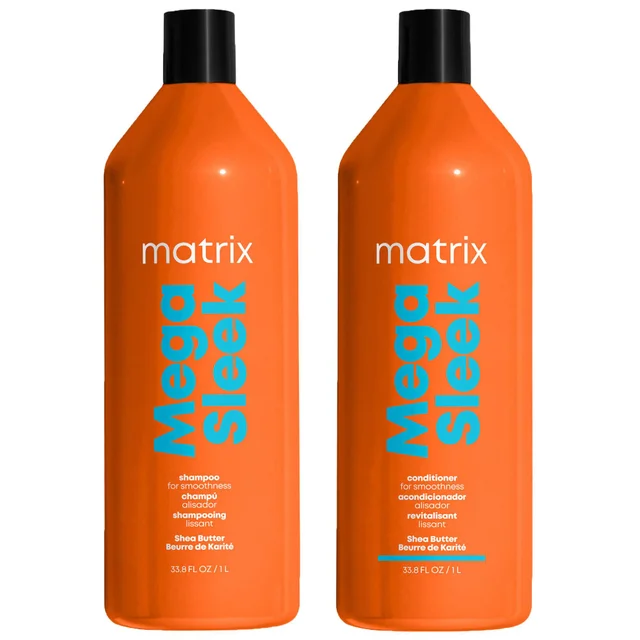 Matrix Duo: Total Results Mega Sleek Shea Butter Smoothing Shampoo and Conditioner 1000ml for Frizzy Hair