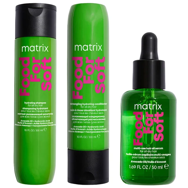 Matrix Trio: Food for Soft Shampoo 300ml, Conditioner and Hair Oil 50ml