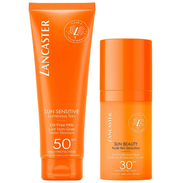 Lancaster Duo: Luminous Tan Oil-Free Milk SPF50 150ml & Protective Fluid SPF30 30ml