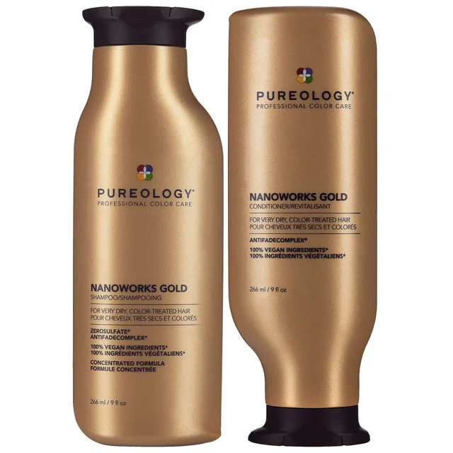 Pureology Duo: Nanoworks Gold Shampoo and Conditioner 266ml For Dry, Tired Hair