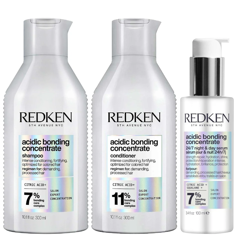 Redken Trio: Concentrate Shampoo 300ml, Conditioner 300ml & Concentrate 24/7 Night & Day Serum 100ml Image 1