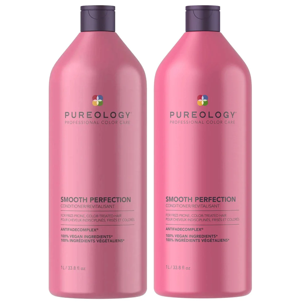 Pureology Bundles Duo: Smooth Perfection Shampoo and Conditioner 1000ml For Frizz Prone, Colour Treated Hair Image 1