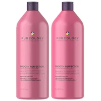 Pureology Bundles Duo: Smooth Perfection Shampoo and Conditioner 1000ml For Frizz Prone, Colour Treated Hair