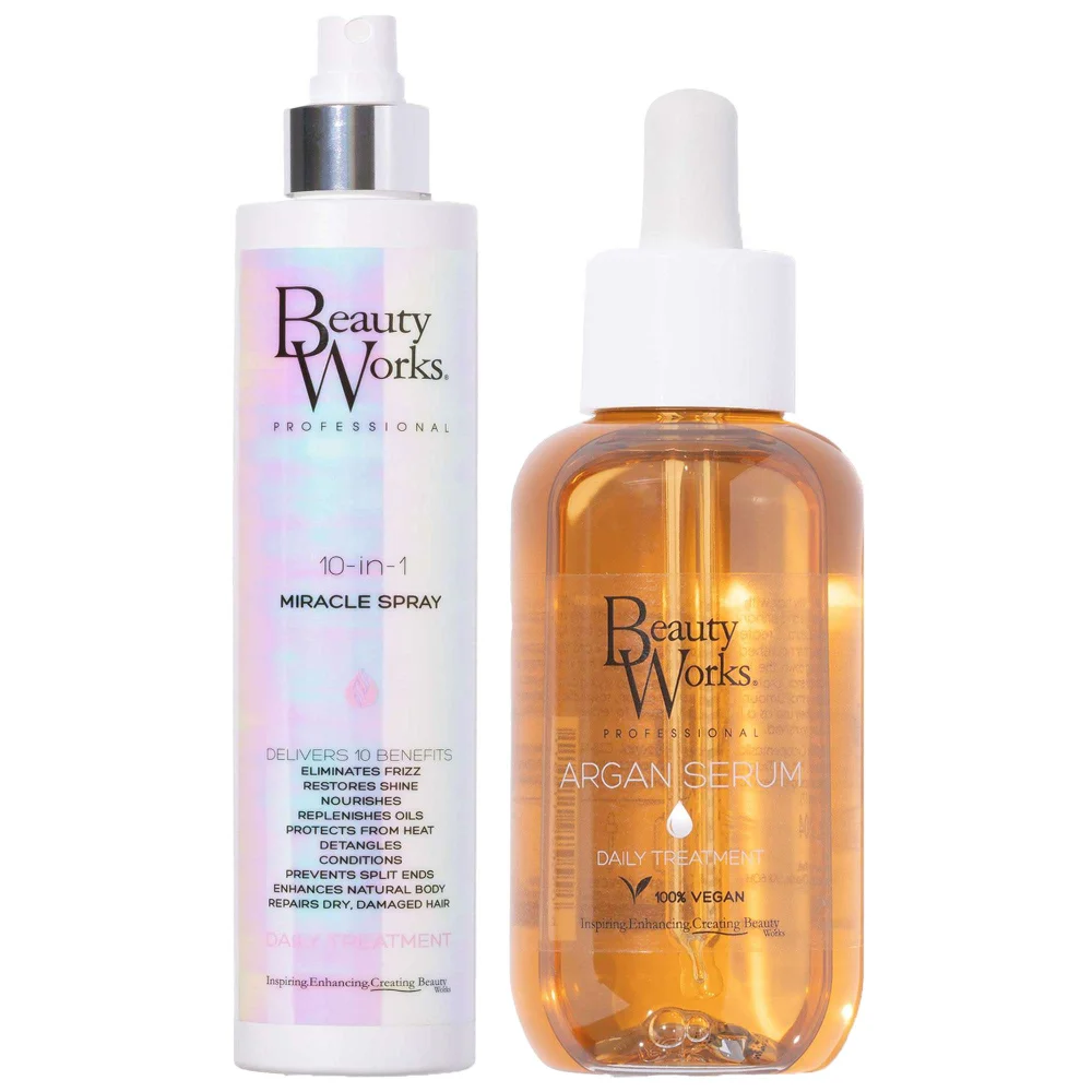 Beauty Works Bundles Duo: 10 in 1 Miracle Spray 250ml & Argan Oil Serum 90ml Image 1