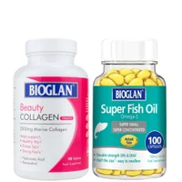 Bioglan Duo: Beauty Collagen Tablets x 90, Super Fish Oil Super Concentrated Omega-3 Capsules x 100