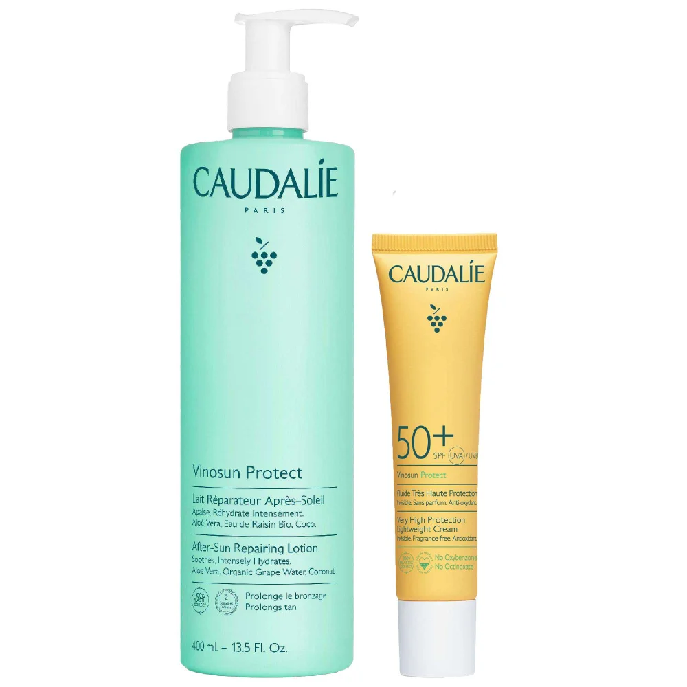Caudalie Bundle Duo: Vinosun Protect After-Sun Repairing Lotion 400ml, Lightweight Cream SPF50+ 40ml Image 1
