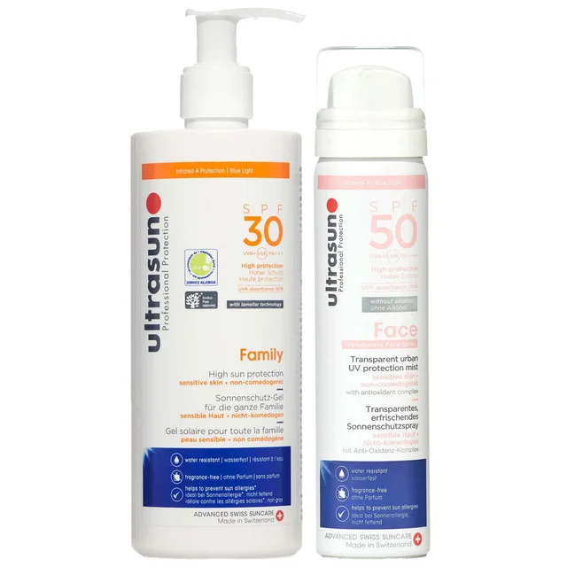 Ultrasun Duo: Family SPF30 400ml & UV Face & Scalp Mist SPF50 150ml