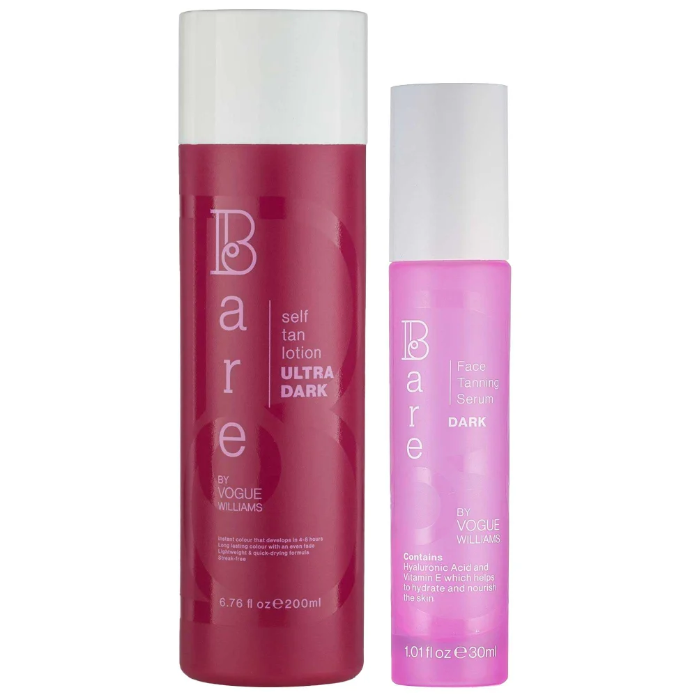 Bare by Vogue Duo: Body Self Tan Lotion Ultra Dark 200ml & Face Tanning Serum Dark 30ml Image 1