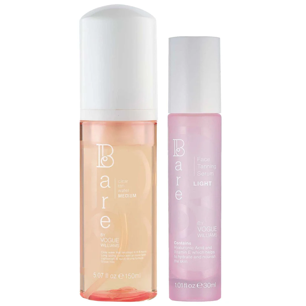 Bare by Vogue Duo: Face Tanning Serum Light 30ml & Body Clear Tan Water Medium 150ml Image 1