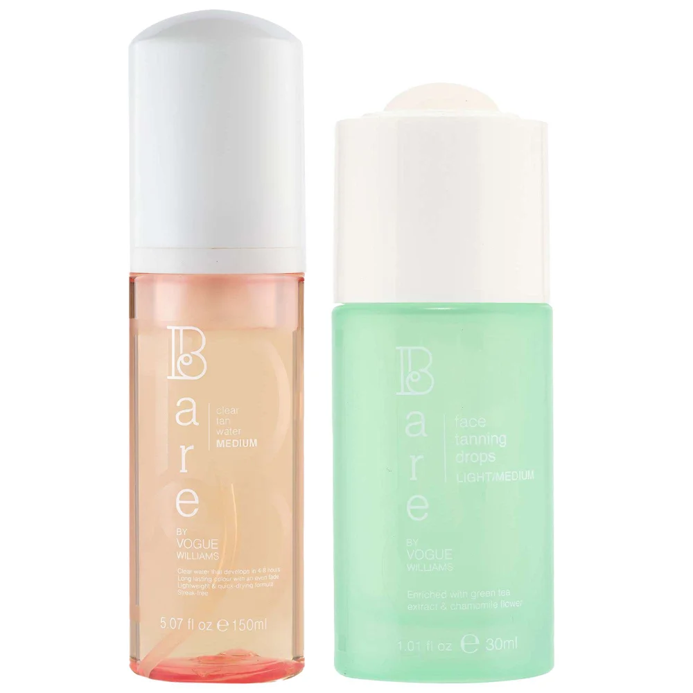 Bare by Vogue Duo: Body Clear Tan Water Medium 150ml & Face Tanning Drops Light/Medium 30ml Image 1