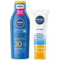 Nivea Duo: Protect & Moisture SPF30 Lotion 200ml & Sun UV Face Shine Control SPF50 Cream 50ml - undefined undefined